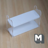 Acrylic Miniature 2-Tier Bookshelf 1:12 Scale Clear Shelf Dollhouse Playroom Furniture 2-3/16 inch tall - H045