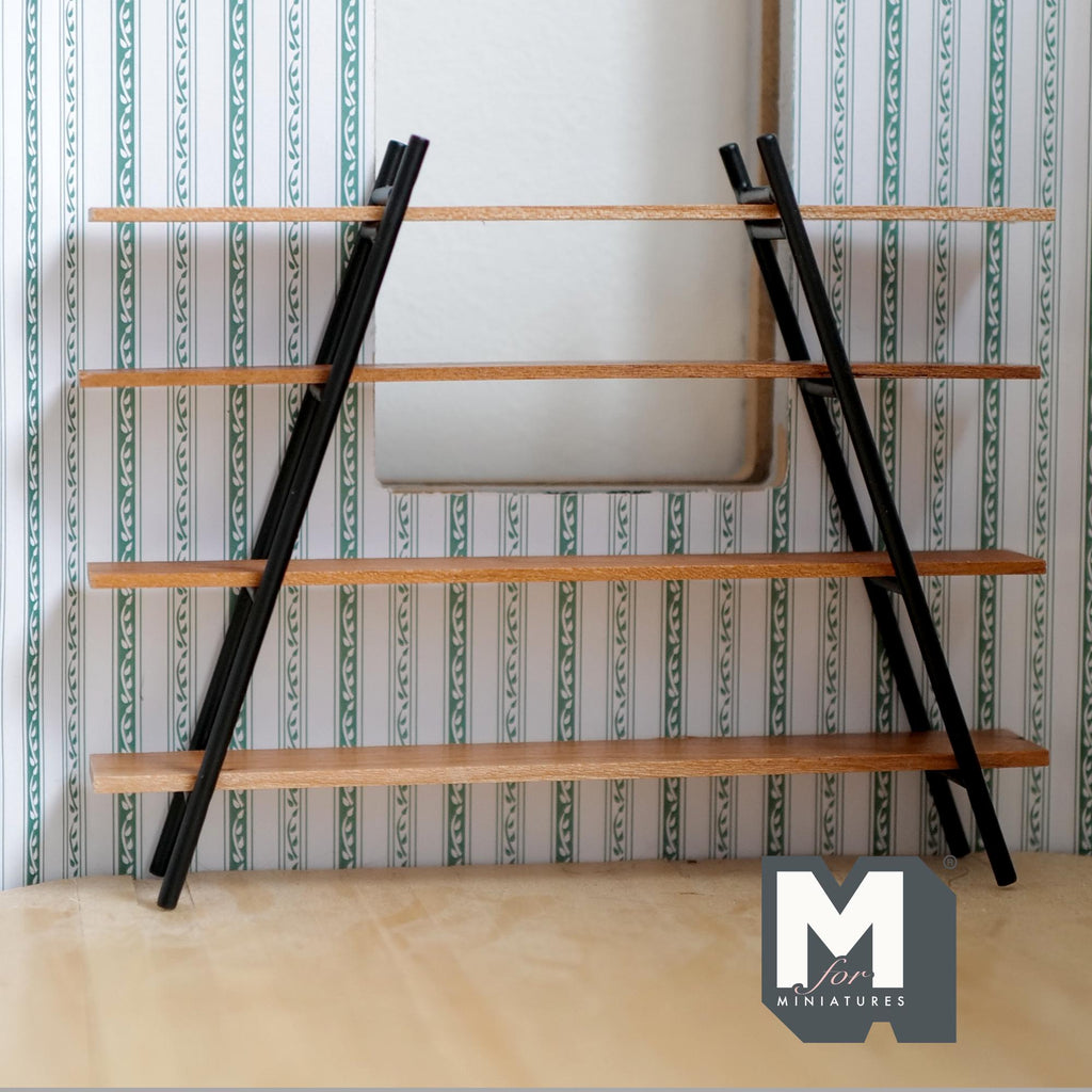 Miniature A-Frame Bookshelf 1:12 Scale Bookcase Display Shelf Dollhouse Furniture 4-9/16 inch tall - H045
