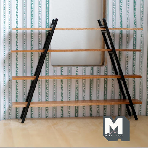 Miniature A-Frame Bookshelf 1:12 Scale Bookcase Display Shelf Dollhouse Furniture 4-9/16 inch tall - H045