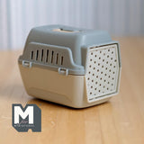Miniature Pet Travel Carrier 1:12 Scale Dollhouse Dog Cat Cage Travel Pet Crate with Handle (gray beige) - B054