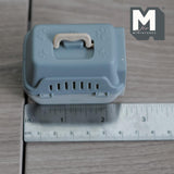 Miniature Pet Travel Carrier 1:12 Scale Dollhouse Dog Cat Cage Travel Pet Crate with Handle (gray beige) - B054