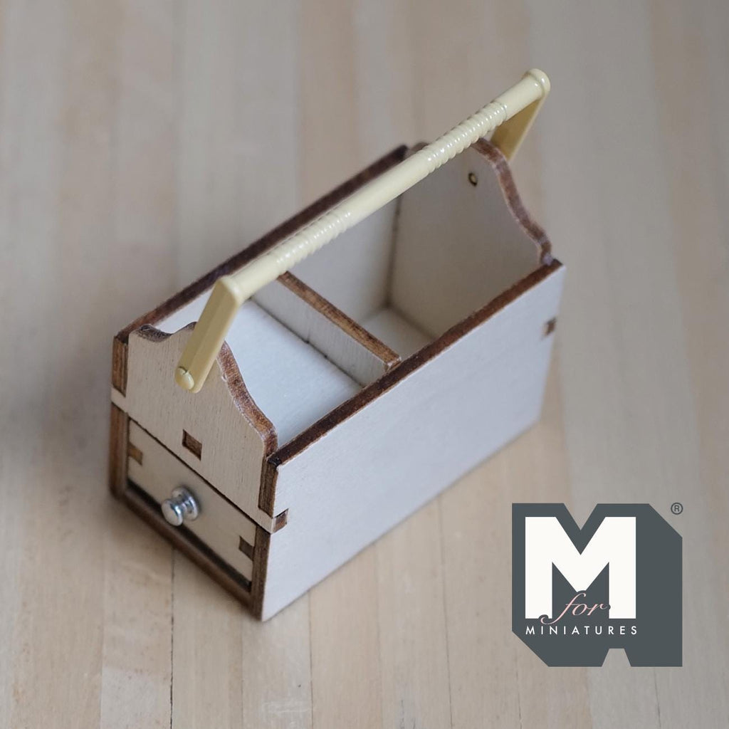 Unpainted Miniature Toolbox , Wooden Garden Toolbox , Garden Tool Box , Tool Caddy , Carry Caddy 2 inch long (wood) - F086