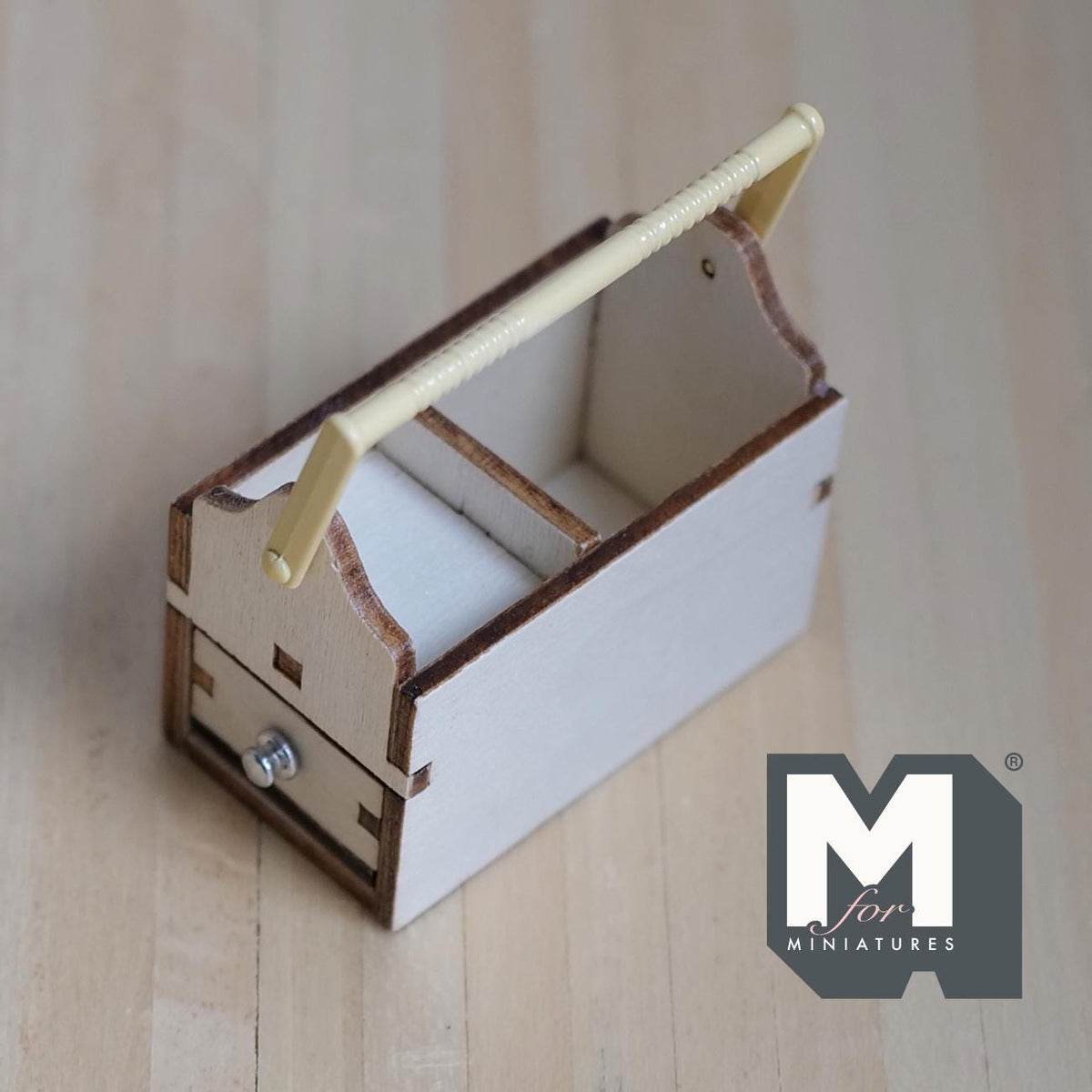 Unpainted Miniature Toolbox , Wooden Garden Toolbox , Garden Tool Box , Tool Caddy , Carry Caddy 2 inch long (wood) - F086