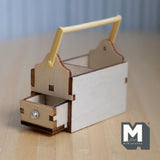 Unpainted Miniature Toolbox , Wooden Garden Toolbox , Garden Tool Box , Tool Caddy , Carry Caddy 2 inch long (wood) - F086