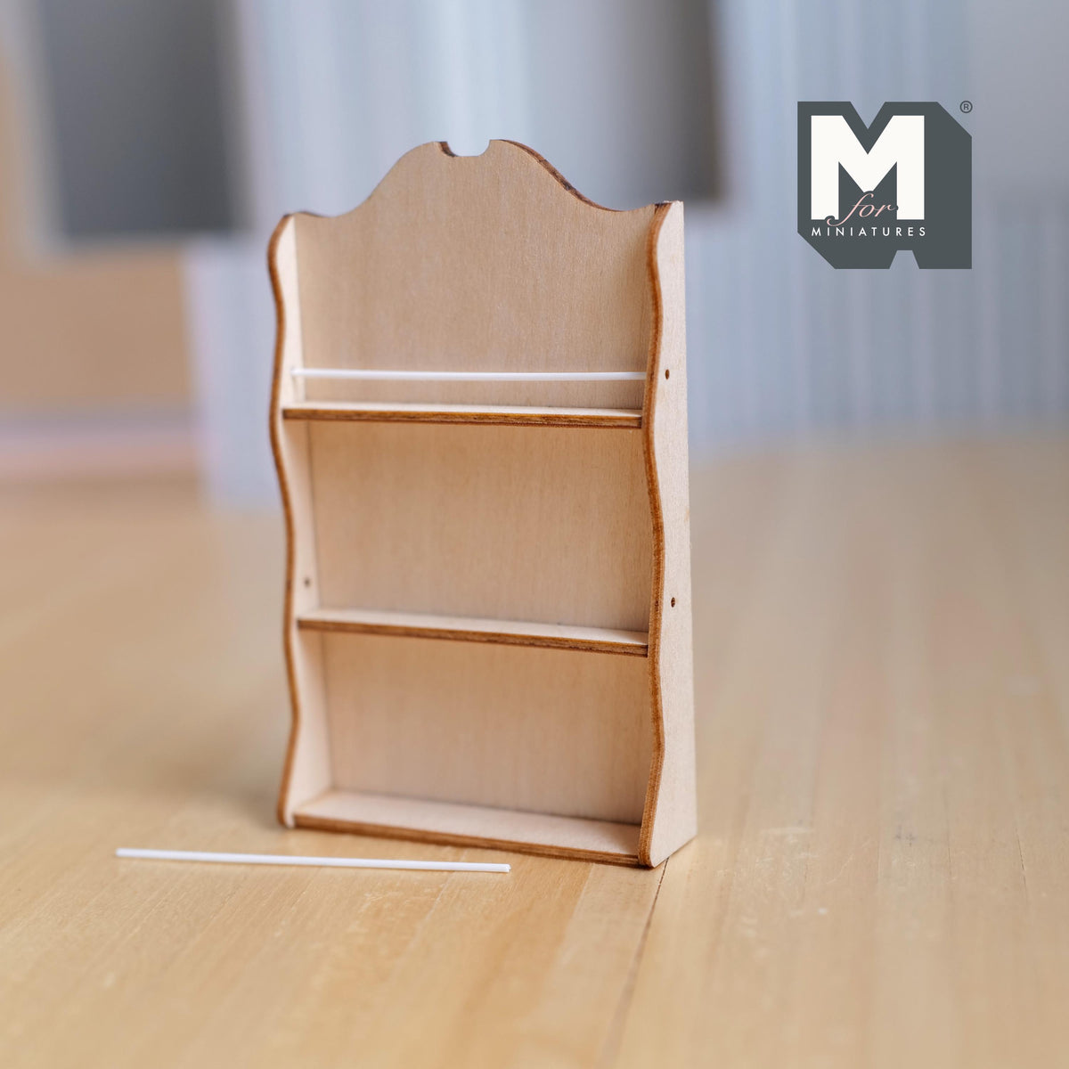 Miniature Wooden Magazine Rack 1:12 Scale Dollhouse 3 Tier Bookshelf Unpainted Book Rack 3-7/16 inch tall - D031