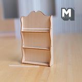 Miniature Wooden Magazine Rack 1:12 Scale Dollhouse 3 Tier Bookshelf Unpainted Book Rack 3-7/16 inch tall - D031