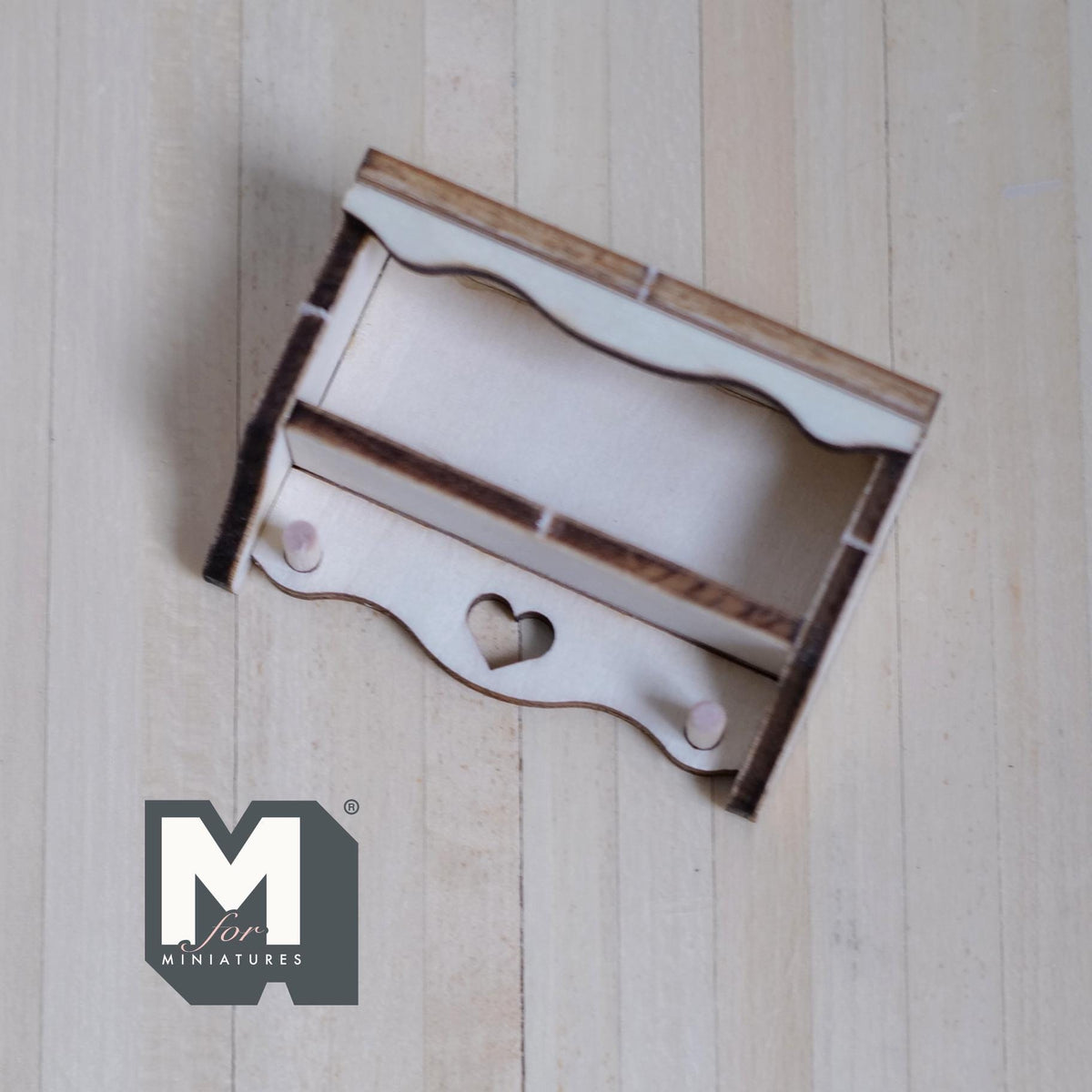 Miniature Key Shelf with Coat Pegs 1:12 Scale Unpainted Dollhouse Entryway Shelves 2-1/8 inch long (wood) - D031