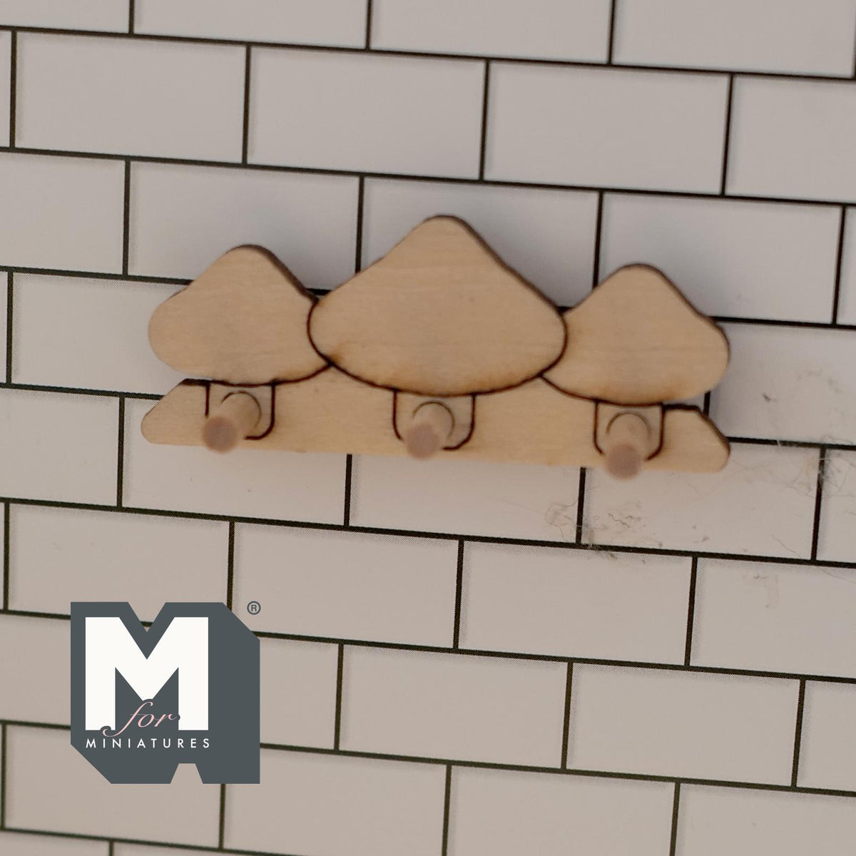 Miniature Mushroom Coat Pegs 1:12 Scale Dollhouse Entryway Keyring Holder Unpainted 1-7/8 inch wide - D031