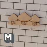 Miniature Mushroom Coat Pegs 1:12 Scale Dollhouse Entryway Keyring Holder Unpainted 1-7/8 inch wide - D031