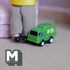 Miniature Recycling Truck 1:12 Scale Trash Truck Garbage Truck Bin Lorry Garbo Truck Dollhouse Playroom Decor 11/16 inch tall (resin) - G079