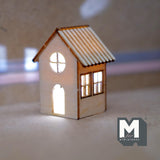 Miniature House Lantern with LED Bulb 1:12 Scale Unpainted Dollhouse Table Lamp 1-3/4 inch tall (wood) -