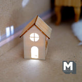 Miniature House Lantern with LED Bulb 1:12 Scale Unpainted Dollhouse Table Lamp 1-3/4 inch tall (wood) -