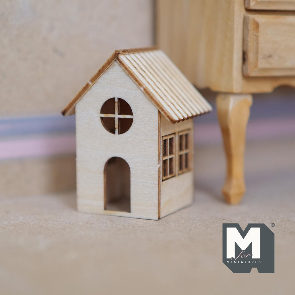 Miniature House Lantern with LED Bulb 1:12 Scale Unpainted Dollhouse Table Lamp 1-3/4 inch tall (wood) -