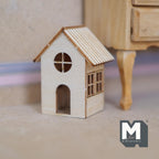 Miniature House Lantern with LED Bulb 1:12 Scale Unpainted Dollhouse Table Lamp 1-3/4 inch tall (wood) -