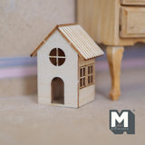Miniature House Lantern with LED Bulb 1:12 Scale Unpainted Dollhouse Table Lamp 1-3/4 inch tall (wood) -
