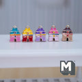 Miniature Multicolor House Ornaments Set of 5 , 1:12 Scale Dollhouse Christmas Carousel 9/16 inch tall (metal) - G078