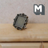 Miniature Copper Portrait Frame 1:12 Scale Dollhouse Metal Square Photo Frame with Stand 1/2 inch tall - B052