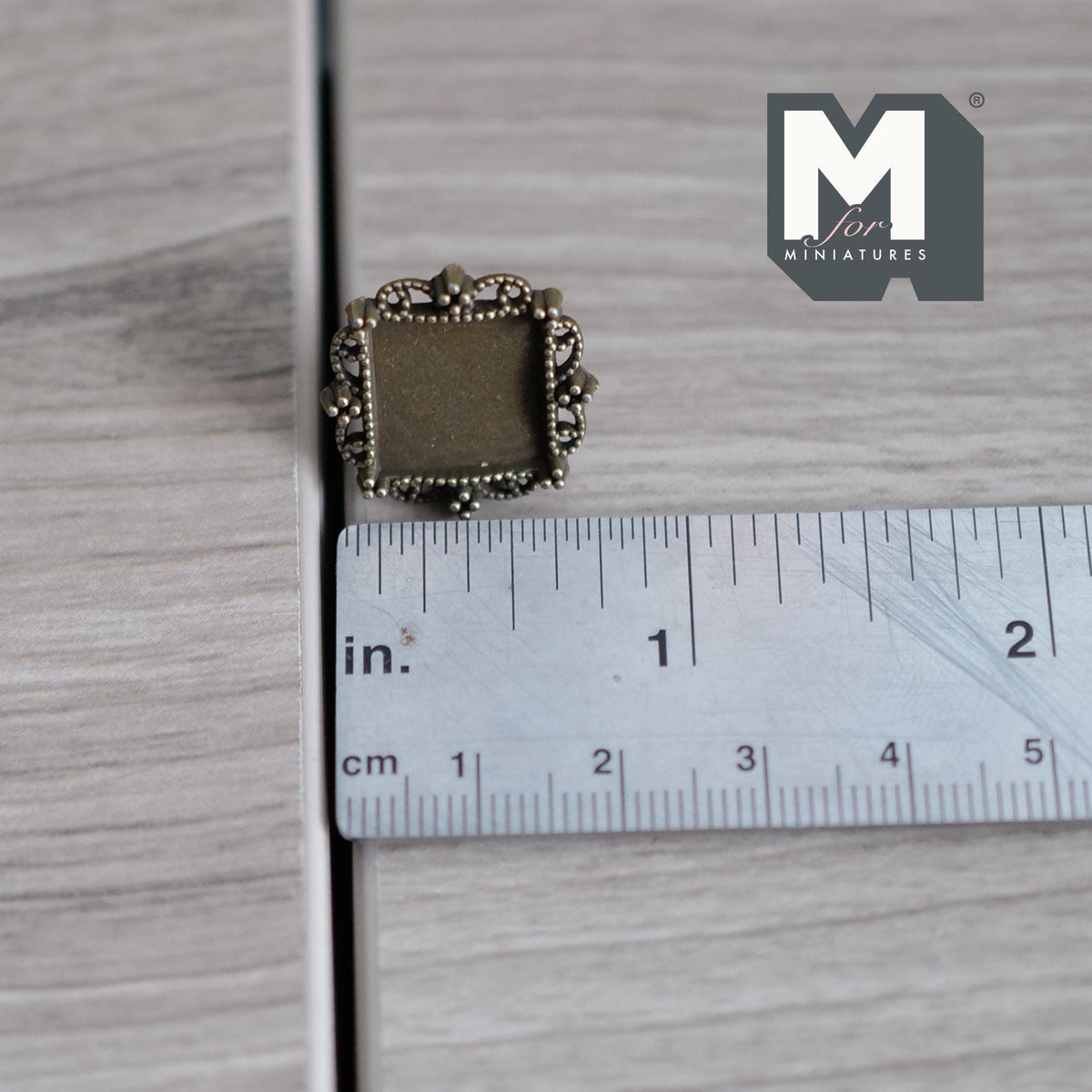 Miniature Copper Portrait Frame 1:12 Scale Dollhouse Metal Square Photo Frame with Stand 1/2 inch tall - B052
