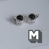 Miniature Metal Baby Mugs Set of 2 . 1:12 Scale Dollhouse Kitchen Accessories Drinkware 5/16 inch tall (silver) -