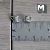Miniature Metal Baby Mugs Set of 2 . 1:12 Scale Dollhouse Kitchen Accessories Drinkware 5/16 inch tall (silver) -