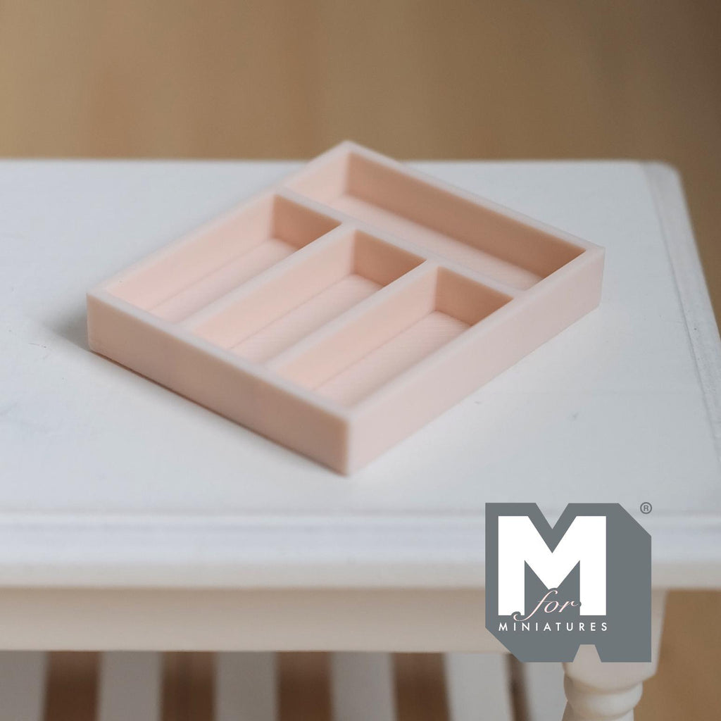 Miniature Drawer Organizer 1:12 Scale Dollhouse Kitchen Drawer Divider Tray Utensil Organizer 1-7/16 inch long  (cream) - D041