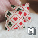 Miniature Card Suit Print Cushions Set of 2 , 1-3/4 inch wide (beige) - C027