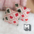 Miniature Card Suit Print Cushions Set of 2 , 1-3/4 inch wide (beige) - C027