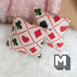 Miniature Card Suit Print Cushions Set of 2 , 1-3/4 inch wide (beige) - C027