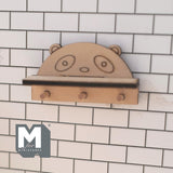 Miniature Panda Wall Shelf with Coat Pegs 1:12 Scale Unpainted Dollhouse Entryway Wall Rack  2-3/16 inch wide - D031