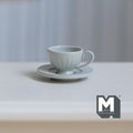 Miniature Coffee Cup and Saucer Set 1:12 Scale Dollhouse Tea Cup Drinkware Set of 2 (light gray) (metal) - F071