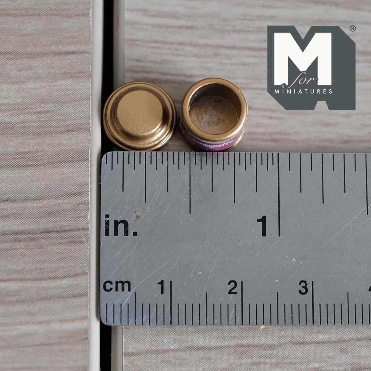Miniature Coffee Tin 1:12 Scale Dollhouse Kitchen Accessories Coffee Powder Round Tin with Lid 7/16 inch tall (metal) (style b) - H024