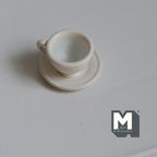 Miniature Tea Cup and Saucer Set 1:12 Scale Dollhouse Coffee Cup and Plate Kitchen Accessories (white) - F074