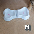 Miniature Dog Food Bowls Bone Shape Bowls Set of 2 , Pet Food Bowls Paw Bowls 1-3/16 inch wide (resin) - C064