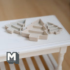 Miniature Christmas Tree Shaped Trays,  1:12 Scale Dollhouse Christmas Accessories Set of 3 (ivory white) (metal) - G067
