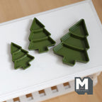 Miniature Christmas Tree Shaped Trays,  1:12 Scale Dollhouse Christmas Accessories Set of 3 (pine green) (metal) - G067