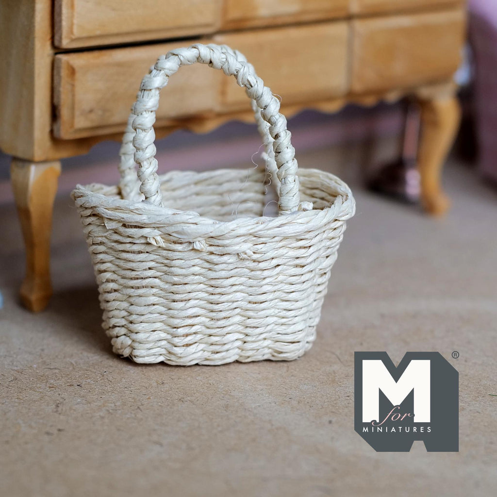 1:12 Scale Miniature Woven Laundry Basket Wicker Basket Dollhouse Laundry Room Decor 2-1/16 inch wide - J030