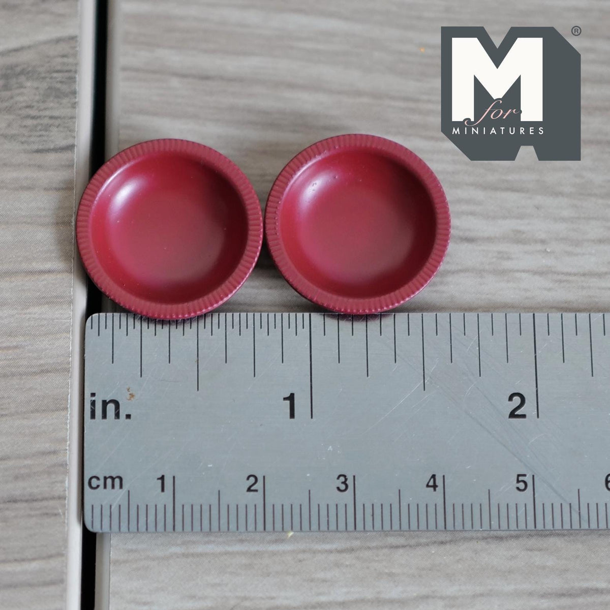 Miniature Soup Plates 1:12 Scale Dollhouse Tableware Serving Plates Set of 2 , 13/16 inch dia. (red) (metal) - A043