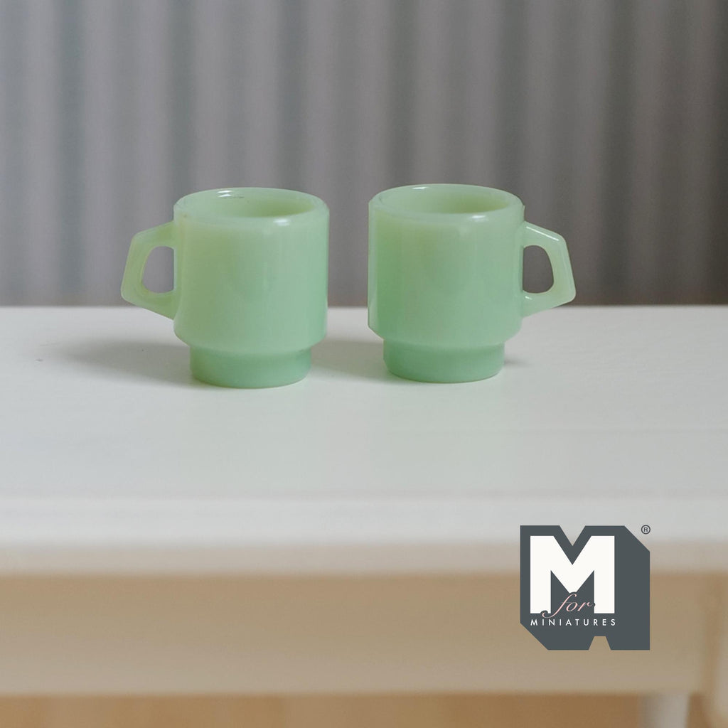 1:12 Scale Miniature Stacking Mugs White Retro Diner Coffee Cups Dollhouse Kitchen Accessories 9/16 inch tall (green) (plastic) - A023