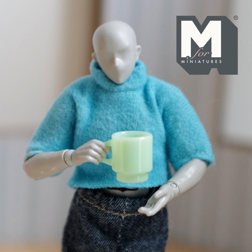 1:12 Scale Miniature Stacking Mugs White Retro Diner Coffee Cups Dollhouse Kitchen Accessories 9/16 inch tall (green) (plastic) - A023