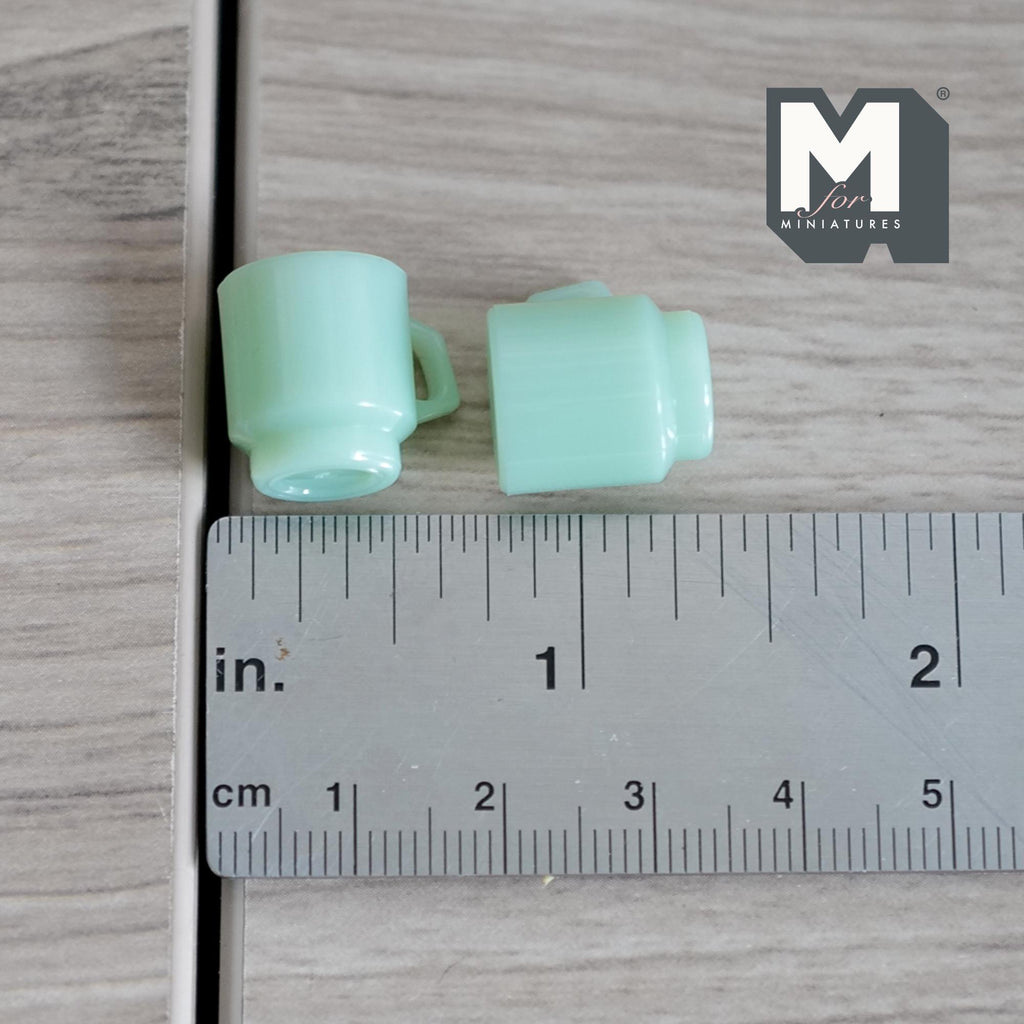 1:12 Scale Miniature Stacking Mugs White Retro Diner Coffee Cups Dollhouse Kitchen Accessories 9/16 inch tall (green) (plastic) - A023