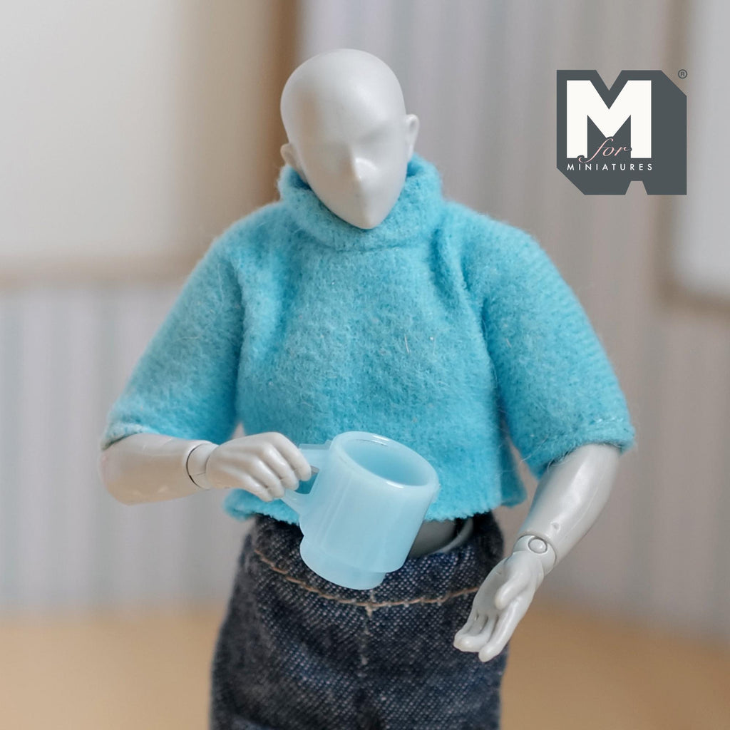 1:12 Scale Miniature Stacking Mugs White Retro Diner Coffee Cups Dollhouse Kitchen Accessories 9/16 inch tall (blue) (plastic) - A023