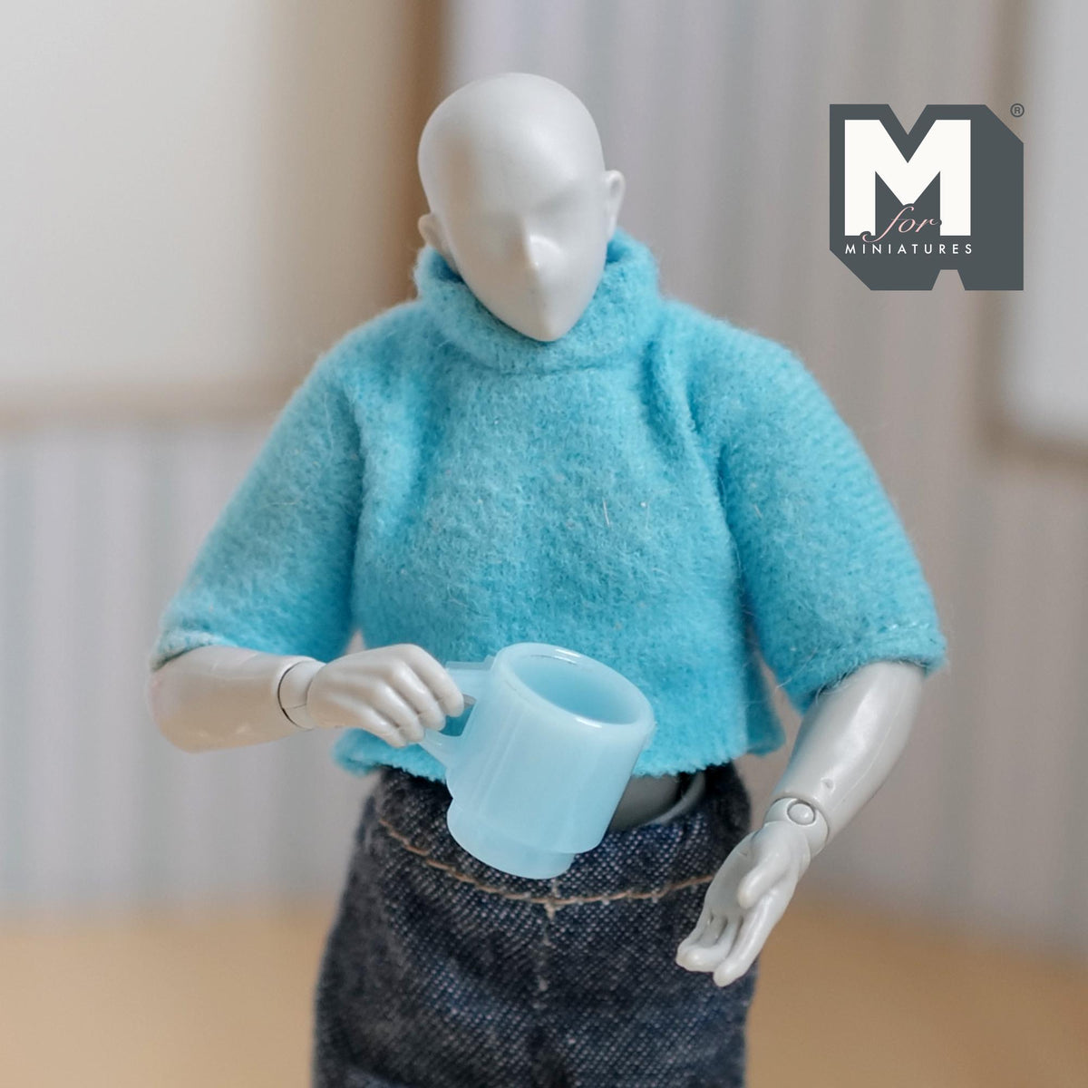 1:12 Scale Miniature Stacking Mugs White Retro Diner Coffee Cups Dollhouse Kitchen Accessories 9/16 inch tall (blue) (plastic) - A023