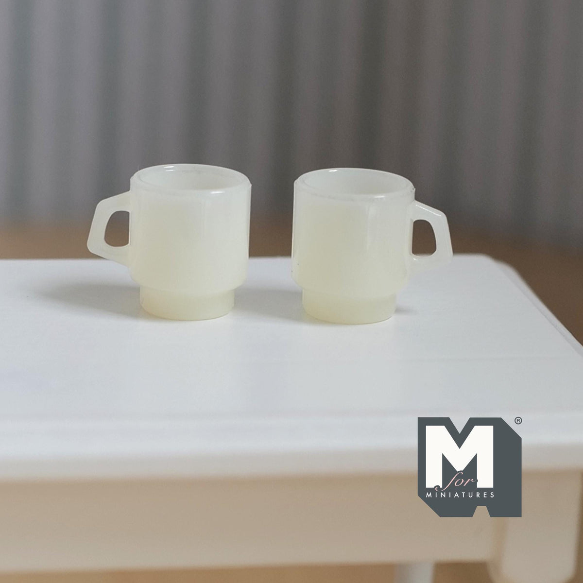 1:12 Scale Miniature Stacking Mugs White Retro Diner Coffee Cups Dollhouse Kitchen Accessories 9/16 inch tall (beige) (plastic) - A023