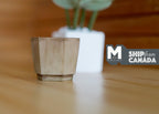 1:12 scale miniature weathered hexagon planter pot, large, in brown wood tone, shown empty on a wood table