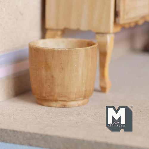 Miniature Aged Planter Pot 1:12 Scale Dollhouse Garden Large Size Round Tree Pot 1-3/16 inch tall (beige) - B074