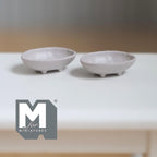 Miniature Irregular Shaped Food Bowls Set of 2, 1:12 Scale Dollhouse Kitchen Decor Tableware 13/16 inch long (warm gray) (metal) - A034