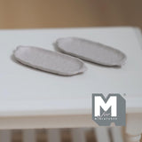 Miniature Oval Plates 1:12 Scale Dollhouse Tableware Oblong Plates Set of 2 , 1-1/4 inch long (warm grey) (metal) - A044
