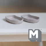 Miniature Irregular Shaped Food Trays Set of 2, 1:12 Scale Dollhouse Kitchen Decor Tableware 7/8 inch long (warm gray) (metal) - A034