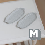 Miniature Oval Plates 1:12 Scale Dollhouse Tableware Oblong Plates Set of 2 , 1-1/4 inch long (cool grey) (metal) - A044
