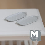 Miniature Oval Plates 1:12 Scale Dollhouse Tableware Oblong Plates Set of 2 , 1-1/4 inch long (cool grey) (metal) - A044